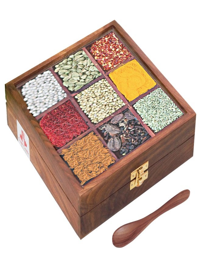 CRAFTCASTLE Beautiful Sheesham Wood Spice Rack | Condiment Box || Masala Box & Containers - Image 1